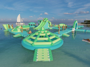 Inflatable Aquapark Obstacle Course Model 3D