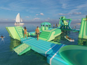 Inflatable Aquapark Obstacle Course Model 3D