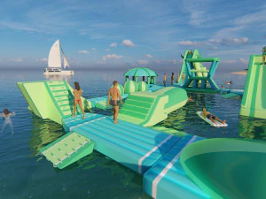 Inflatable Aquapark Obstacle Course 3D Model