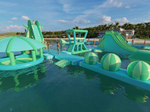 Inflatable Aquapark Obstacle Course 3D Model