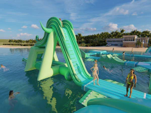 Inflatable Aquapark Obstacle Course 3D Model