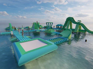 Inflatable Aquapark Obstacle Course 3D Model