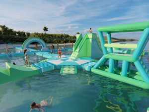 Inflatable Aquapark Obstacle Course Model 3D