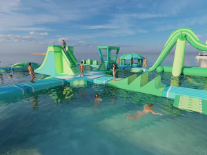 Inflatable Aquapark Obstacle Course 3D Model