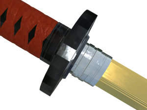 Shinken no Kinsetsu The Golden Blade Katana with Crimson Tsuka 3D Model