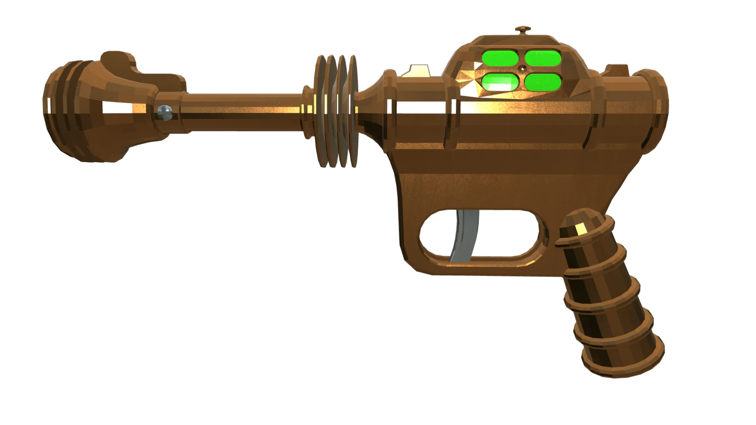 Low Poly Futuristic Raygun 3D Model .c4d .max .obj .3ds .fbx .stl .blend 