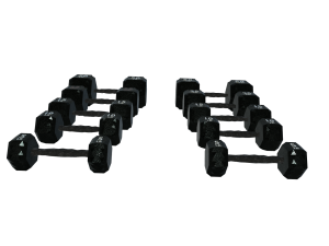 High-quality set of 5 dumbbells in a realistic 3D-Modell