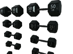 Качественный набор из 5 гантелей в реалистичном исполнении. 3D Модель