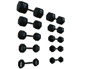 High-quality set of 5 dumbbells in a realistic 3D-Modell