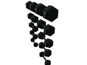 High-quality set of 5 dumbbells in a realistic 3D-Modell