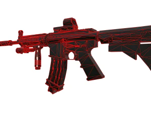 Low Poly M4 totalmente equipado Modelo 3D