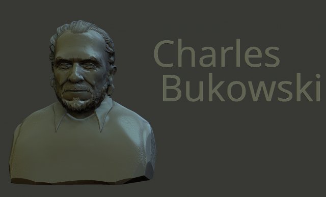 Charles Bukowski 3D Baskı Modeli .c4d .max .obj .3ds .fbx .stl .blend 