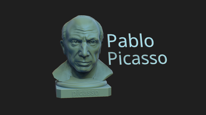 Pablo Picasso 3D 打印模型 .c4d .max .obj .3ds .fbx .stl .blend