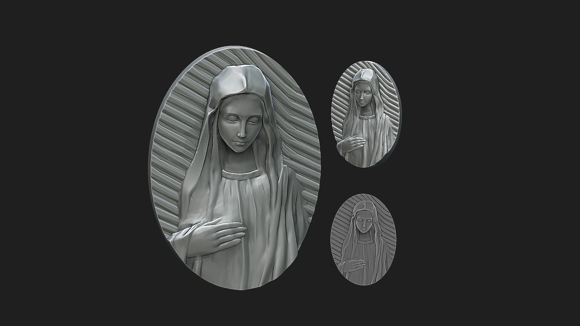 Virgin mary medalion 3D Print Model .c4d .max .obj .3ds .fbx .stl .blend
