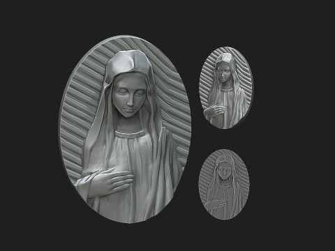 Virgin mary medalion 3D Print Model