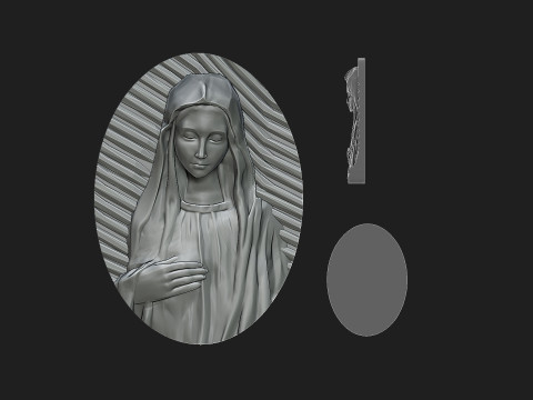 Virgin mary medalion 3D Print Model