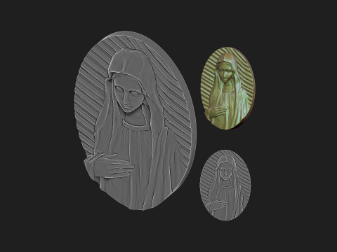 Virgin mary medalion 3D Print Model