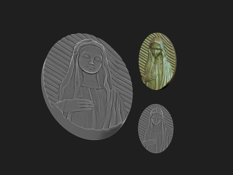 Virgin mary medalion 3D Print Model