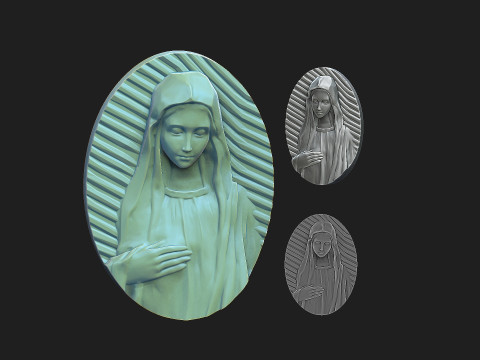 Virgin mary medalion 3D Print Model
