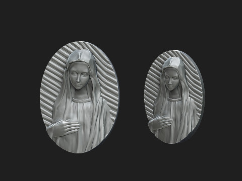 Virgin mary medalion 3D Print Model