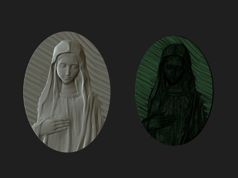 Virgin mary medalion 3D Print Model