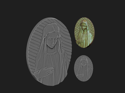Virgin mary medalion 3D Print Model
