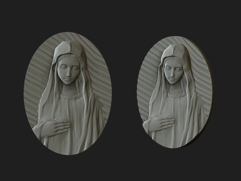 Virgin mary medalion 3D Print Model