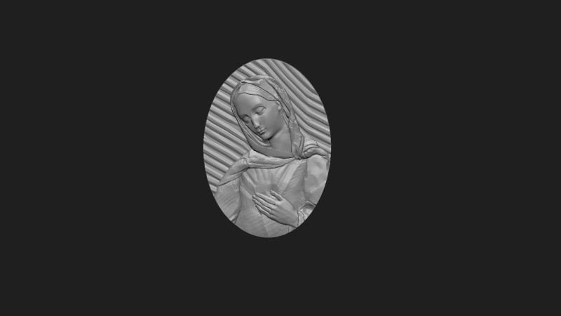 Mary flame of love medalion 3D Print Model .c4d .max .obj .3ds .fbx .stl .blend 