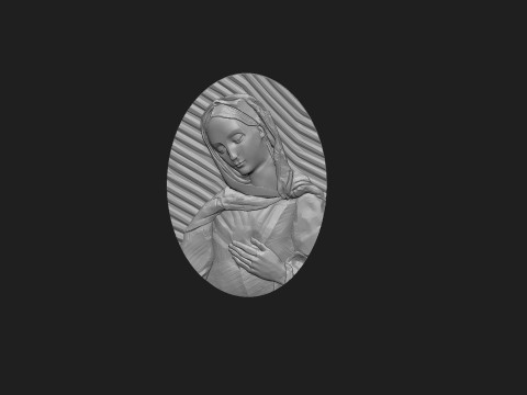Mary flame of love medalion Modèles 3D en vedette