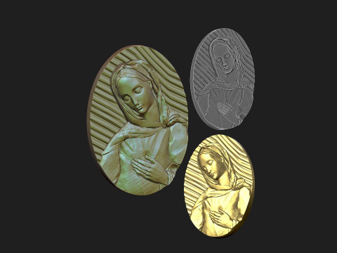 Mary flame of love medalion 3D Print Model