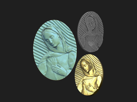 Mary flame of love medalion 3D Print Model