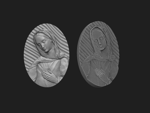 Mary flame of love medalion 3D Print Model