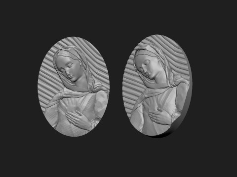Mary flame of love medalion 3D Print Model