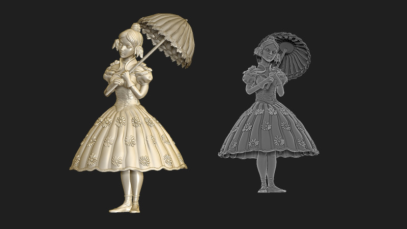 Umbrellagirl 3D 프린트 모델 .c4d .max .obj .3ds .fbx .stl .blend 