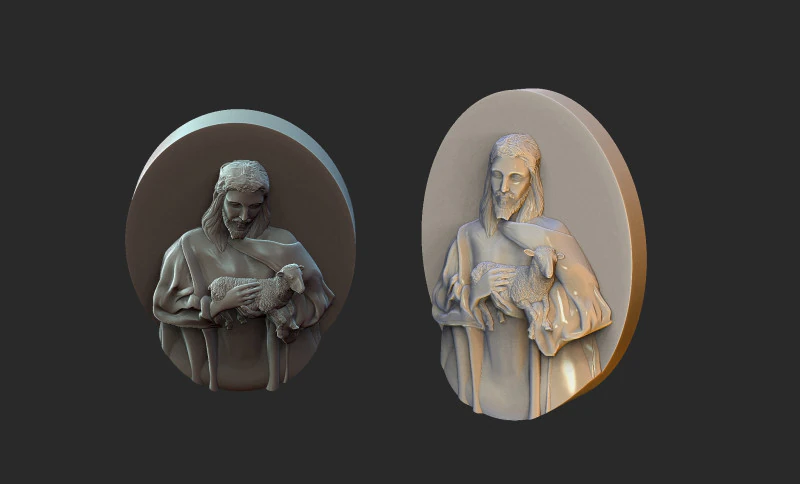 子羊を抱くイエス 3Dプリントモデル .c4d .max .obj .3ds .fbx .stl .blend