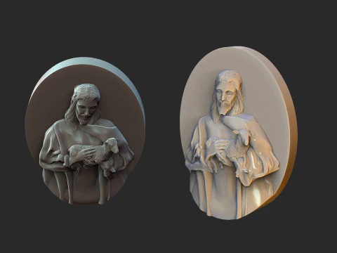 子羊を抱くイエス 3Dプリントモデル