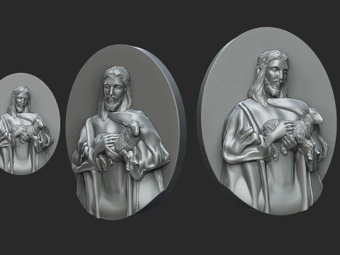 子羊を抱くイエス 3Dプリントモデル