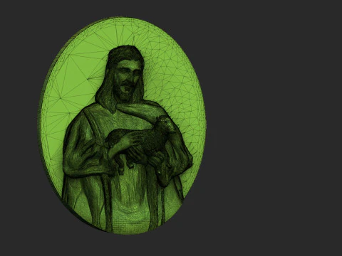 子羊を抱くイエス 3Dプリントモデル