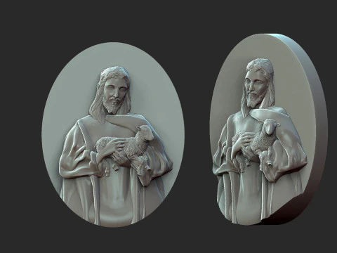 子羊を抱くイエス 3Dプリントモデル