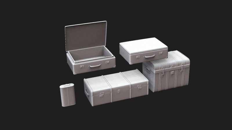 Suitcases 3D Model .c4d .max .obj .3ds .fbx .stl .blend 