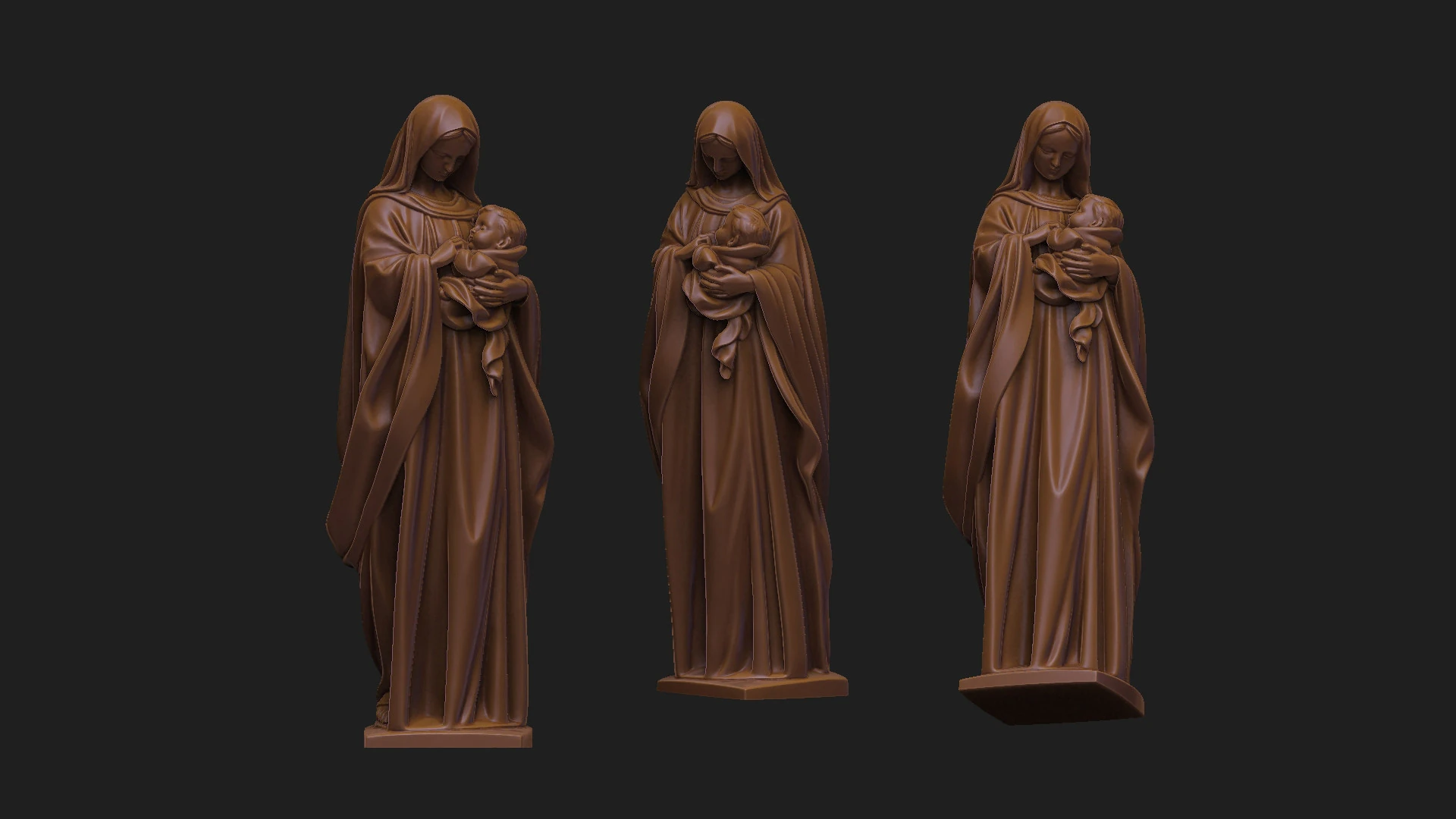 Mary with baby Jesus 3D Model .c4d .max .obj .3ds .fbx .stl .blend 