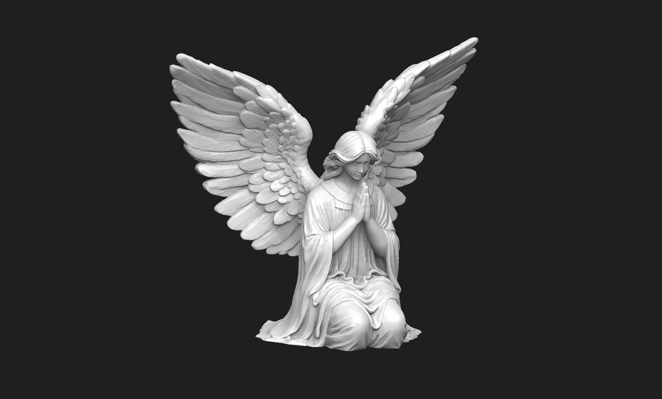 Praying angel 3D Model .c4d .max .obj .3ds .fbx .stl .blend