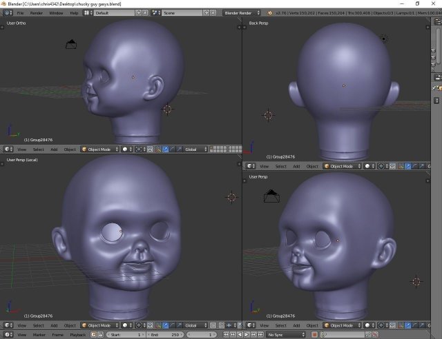 Chucky HEAD Childs Play 2 Good Guys 3D Model .c4d .max .obj .3ds .fbx .stl .blend 