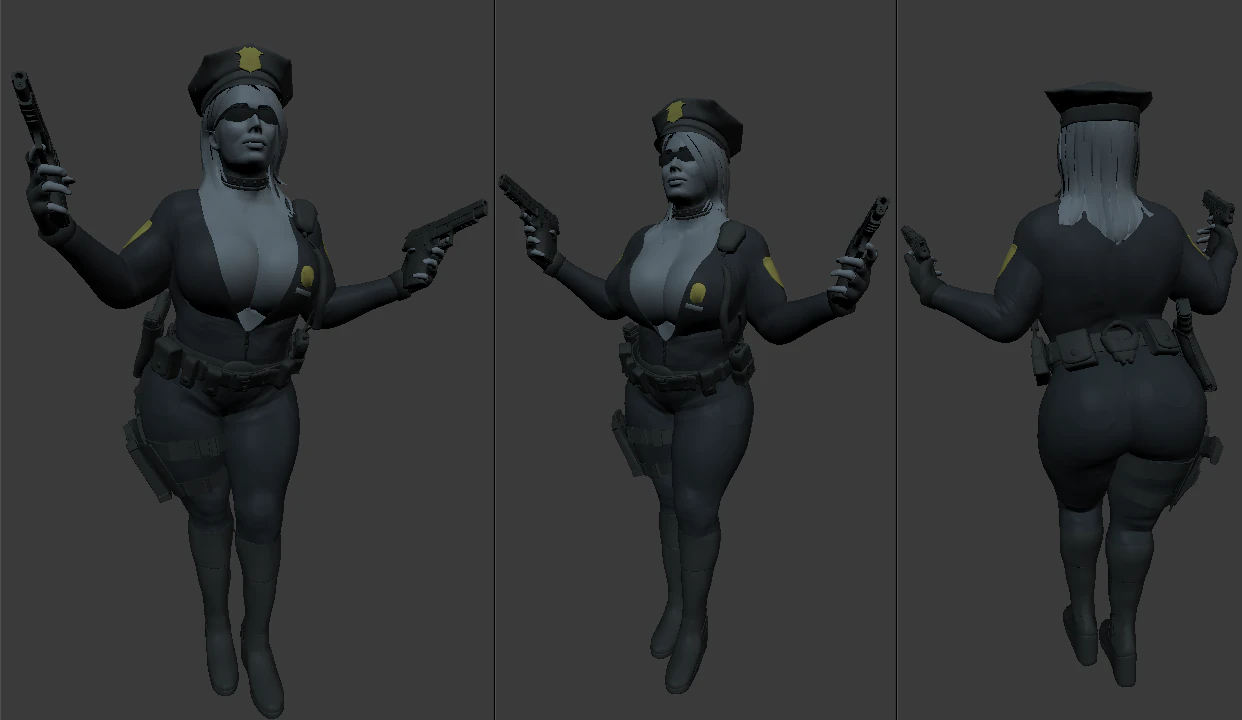 Police woman sculpt 3D Model .c4d .max .obj .3ds .fbx .stl .blend 