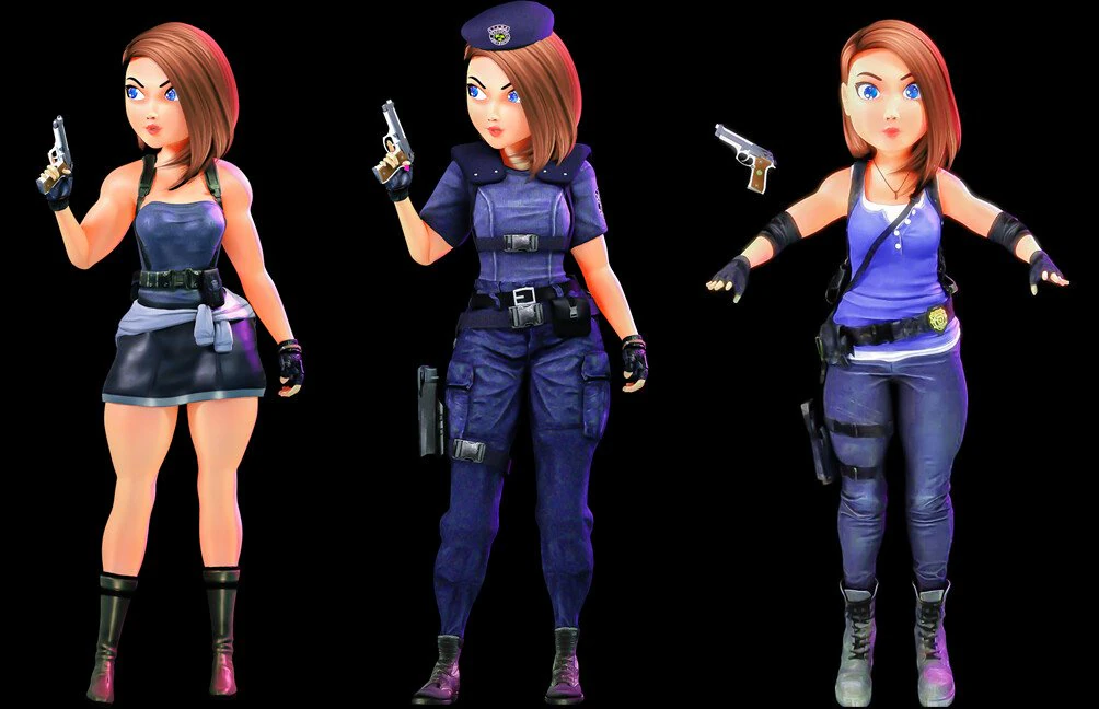 Jill toon valentine 3D Model .c4d .max .obj .3ds .fbx .stl .blend