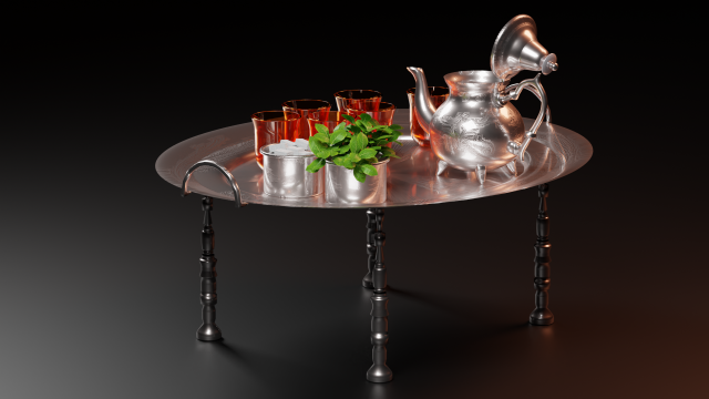 The Moroccan Tea Set with sugar and Mint 3D Модель .c4d .max .obj .3ds .fbx .stl .blend