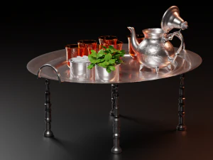 Il set da tè marocchino con zucchero e menta Modello 3D
