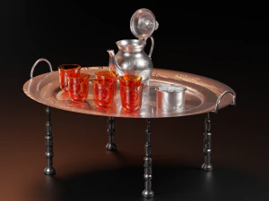 The Moroccan Tea Set with sugar and Mint 3D Model