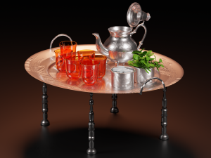 The Moroccan Tea Set with sugar and Mint 3D Модель