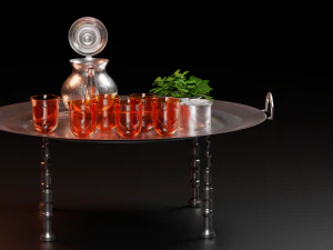 The Moroccan Tea Set with sugar and Mint 3D Model